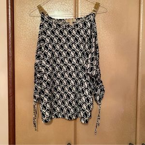 Michael kors blouse black white gold